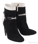 Black Suede Lizard Print Ankle Boots