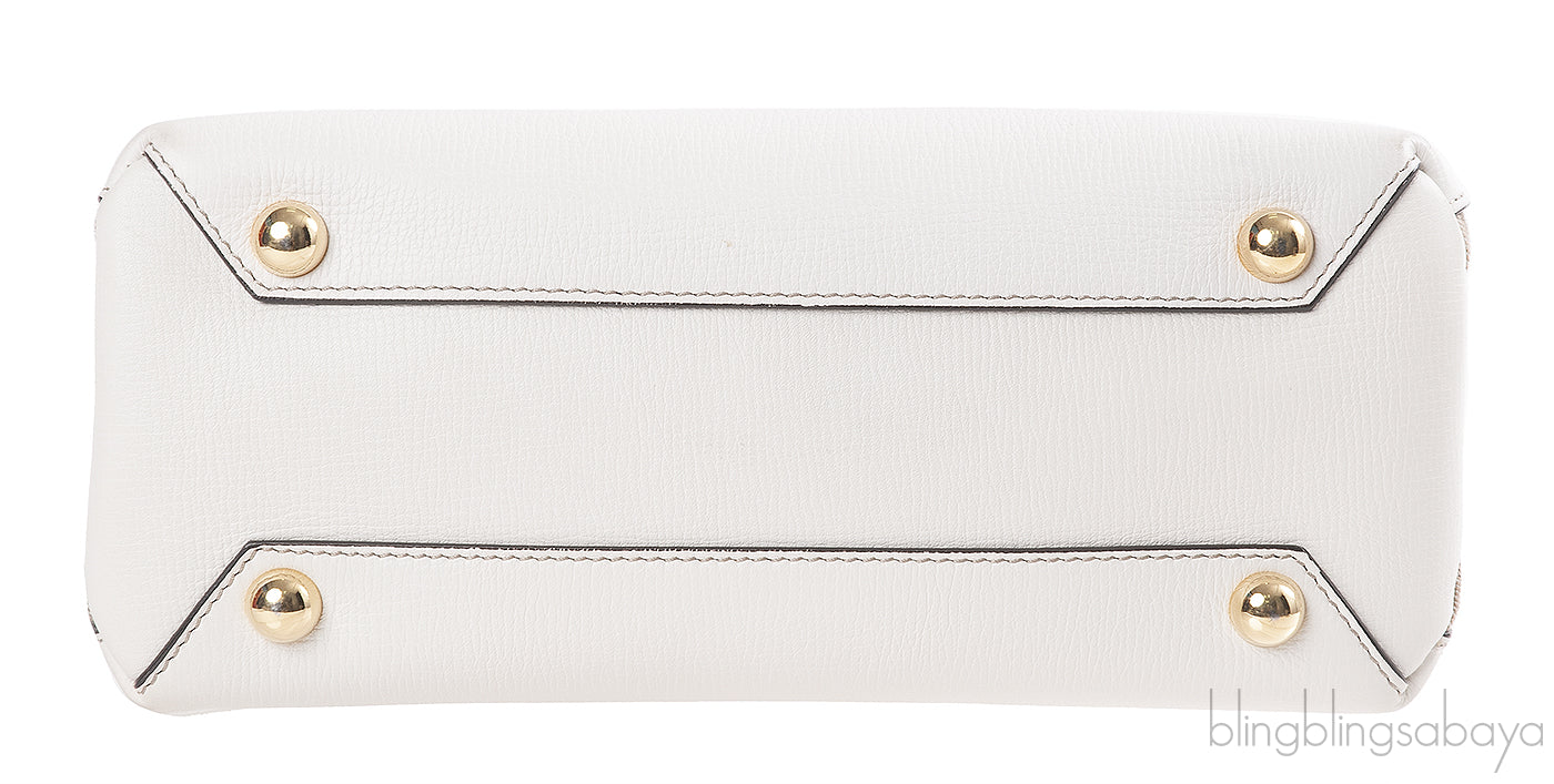 Burberry White & Checkered Banner Top Handle Bag