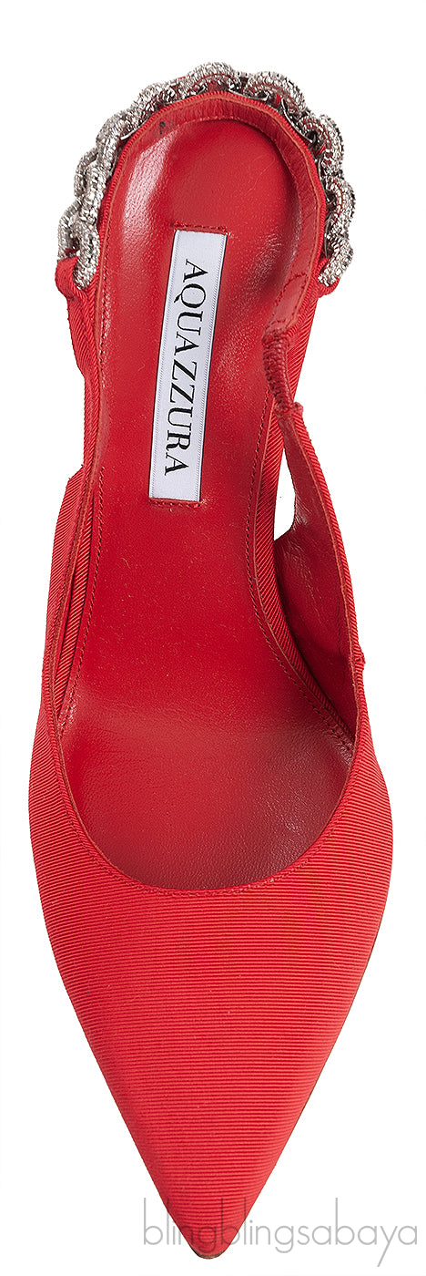 Aquazzura Red Love Link 105 Crystal Slingback Heel