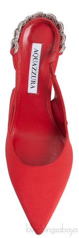 Aquazzura Red Love Link 105 Crystal Slingback Heel