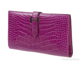 Hermes Bearn Rose Tyrien Crocodile Wallet