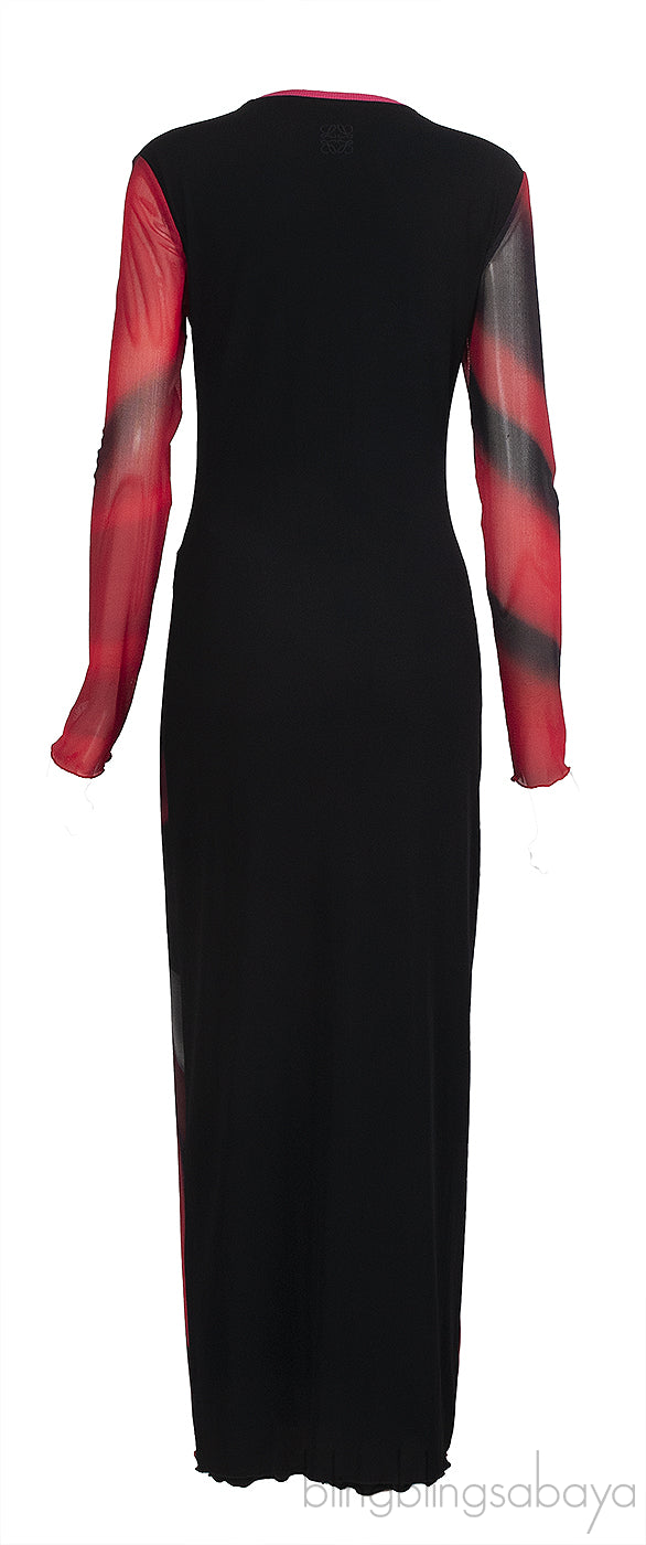 Loewe Mesh Hand Print Stretch Maxi Dress