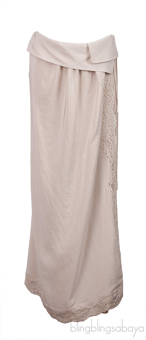 Chloe Albaster Long Sleeve Top and Lace Trim Maxi Skirt