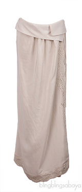 Chloe Albaster Long Sleeve Top and Lace Trim Maxi Skirt