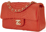 Classic Coral Python Mini Flap Bag