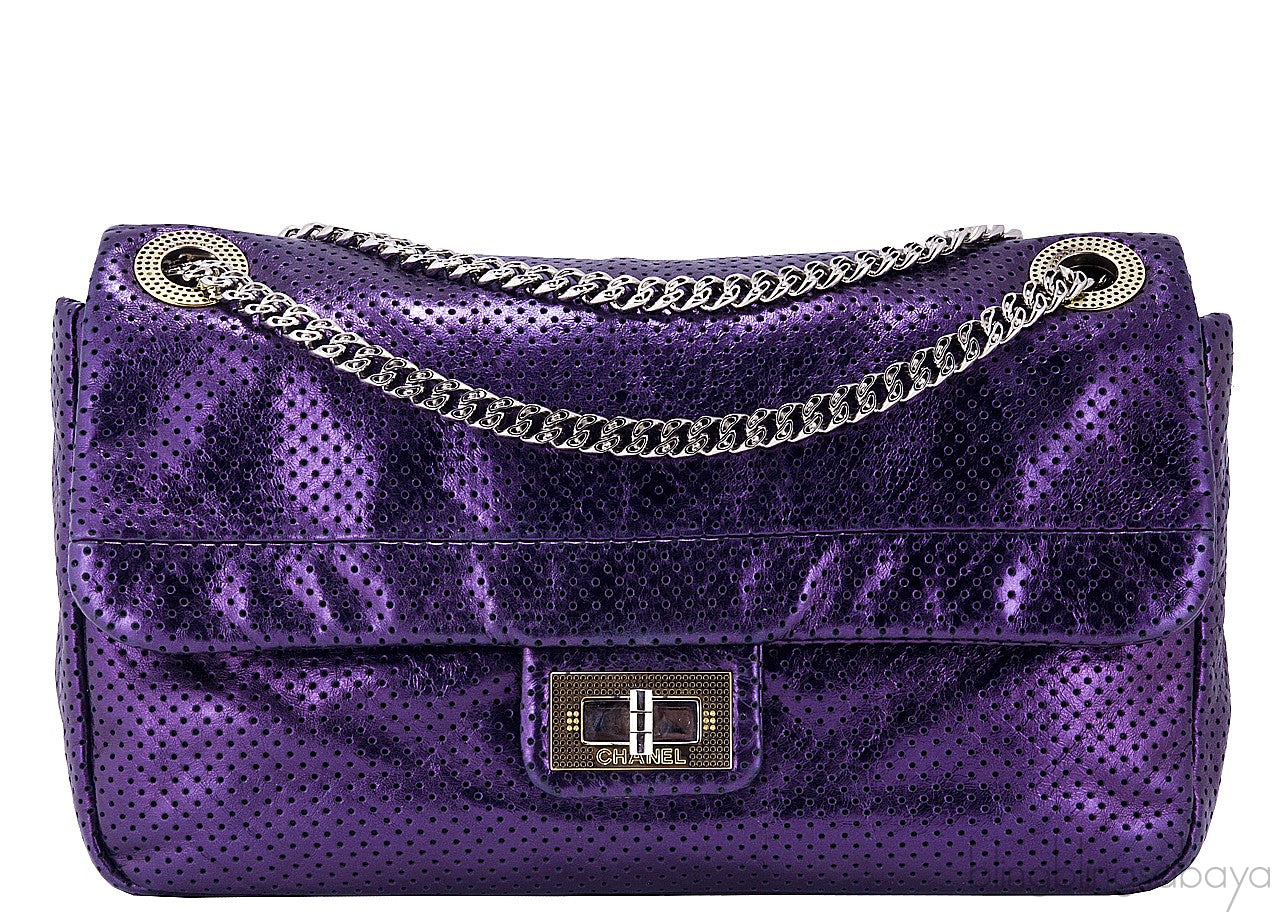 Purple Drill Perforated Flap Bag