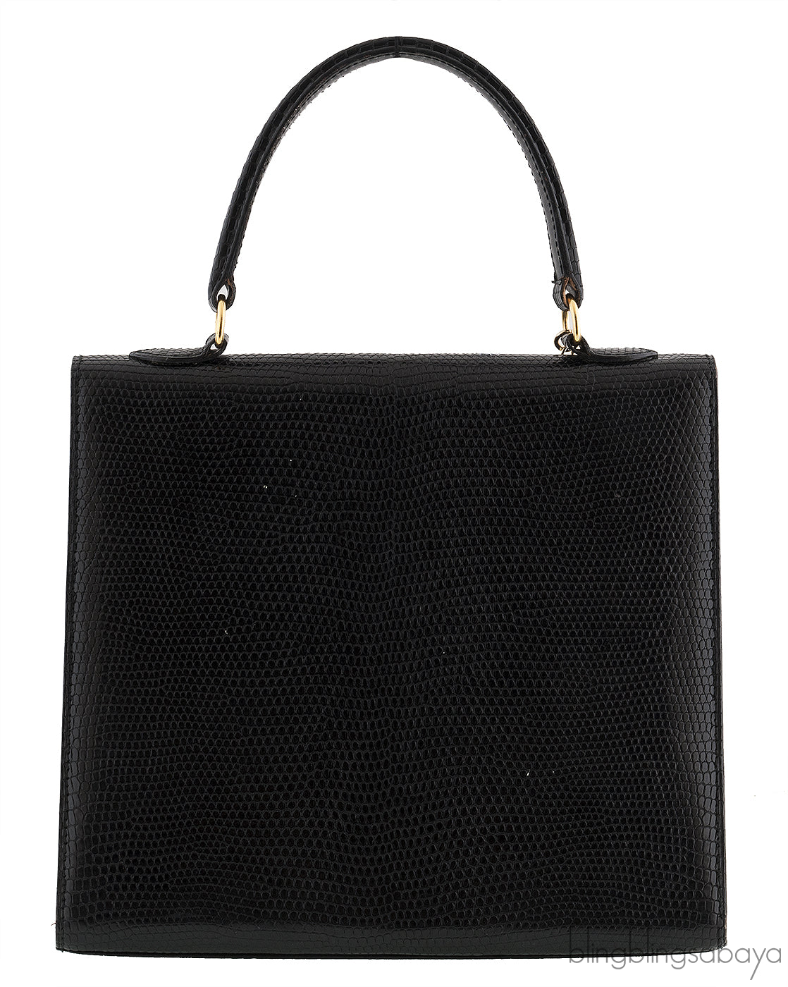Vintage Black Lizard Top Handle Bag