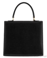 Vintage Black Lizard Top Handle Bag