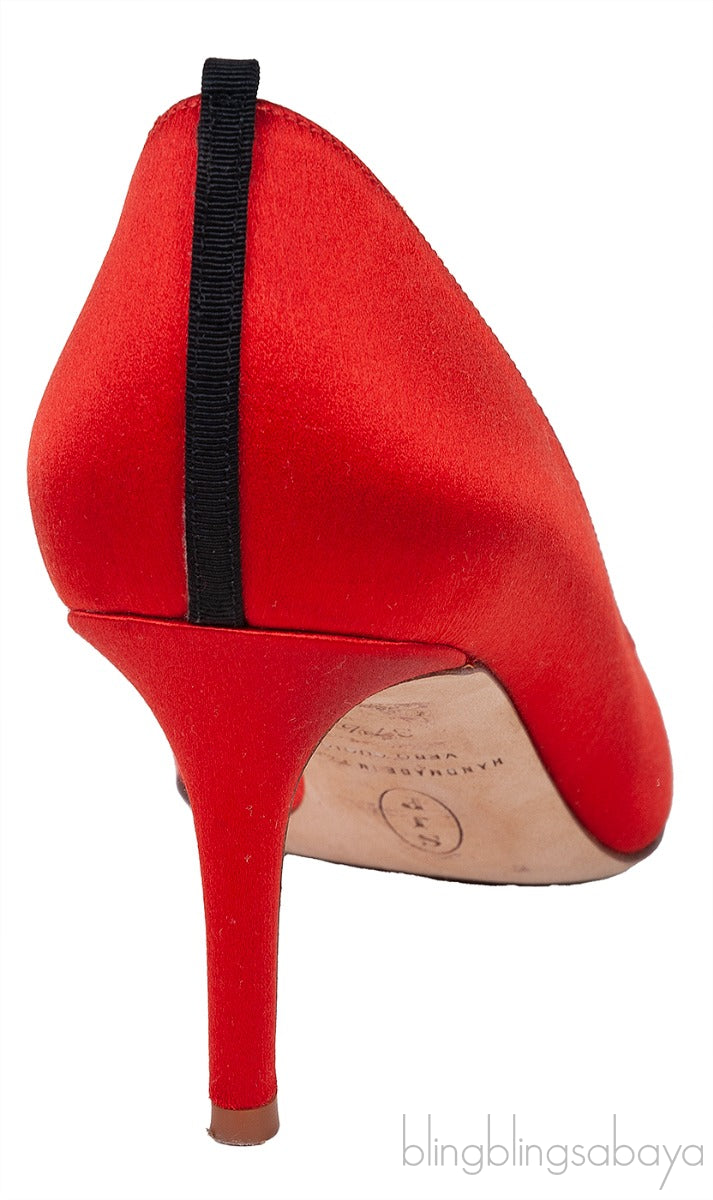 Sarah Jessica Parker Red Satin Crystal Embellished Heels