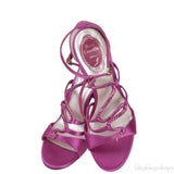 Rene Caovilla Pink Satin Crystal Serpent  Heels