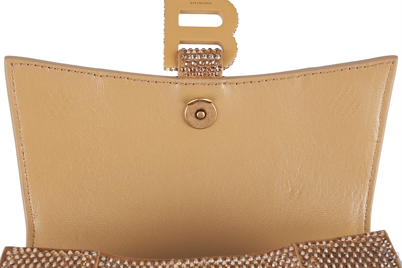 Hourglass XS Gold Rhinestone Suede Calfskin
