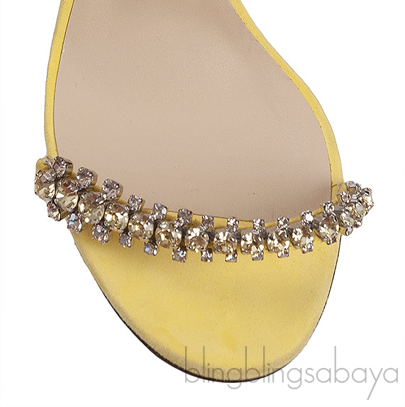 Jimmy Choo Shiloh Yellow Suede Crystal Heels