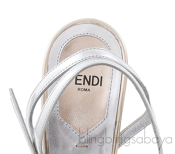 Sculpture Silver Metallic Crystal Sandals