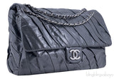 Large Grey Twisted Flap Bag