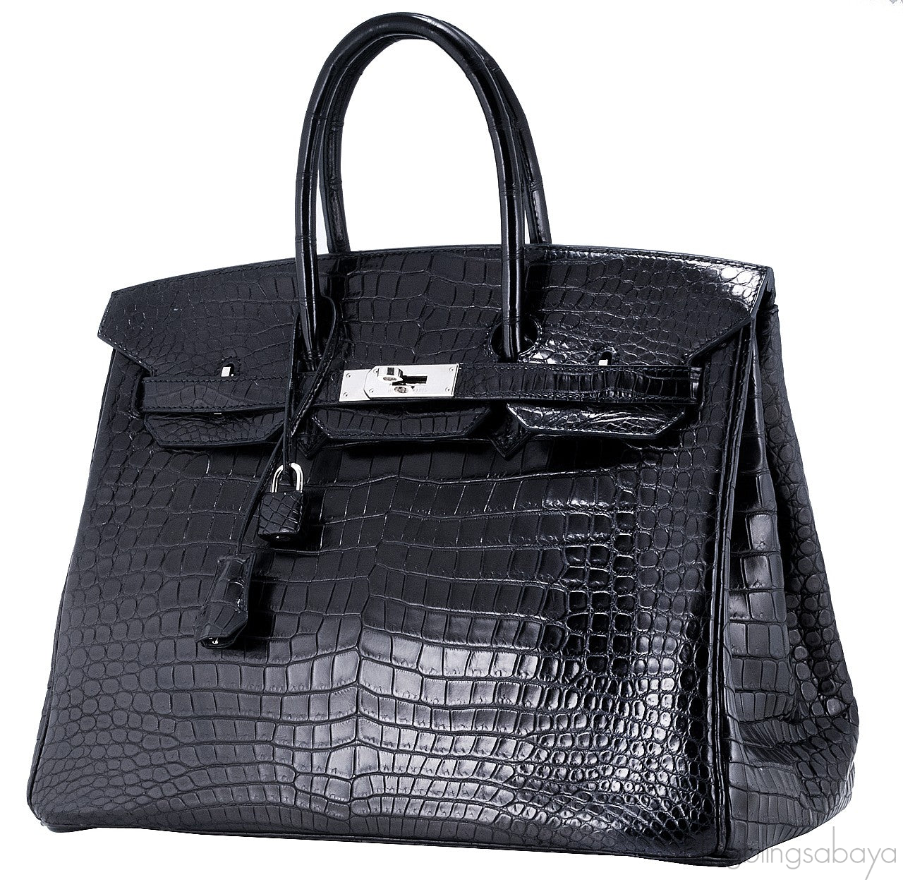 Birkin 35 Black Matte Crocodile PHW