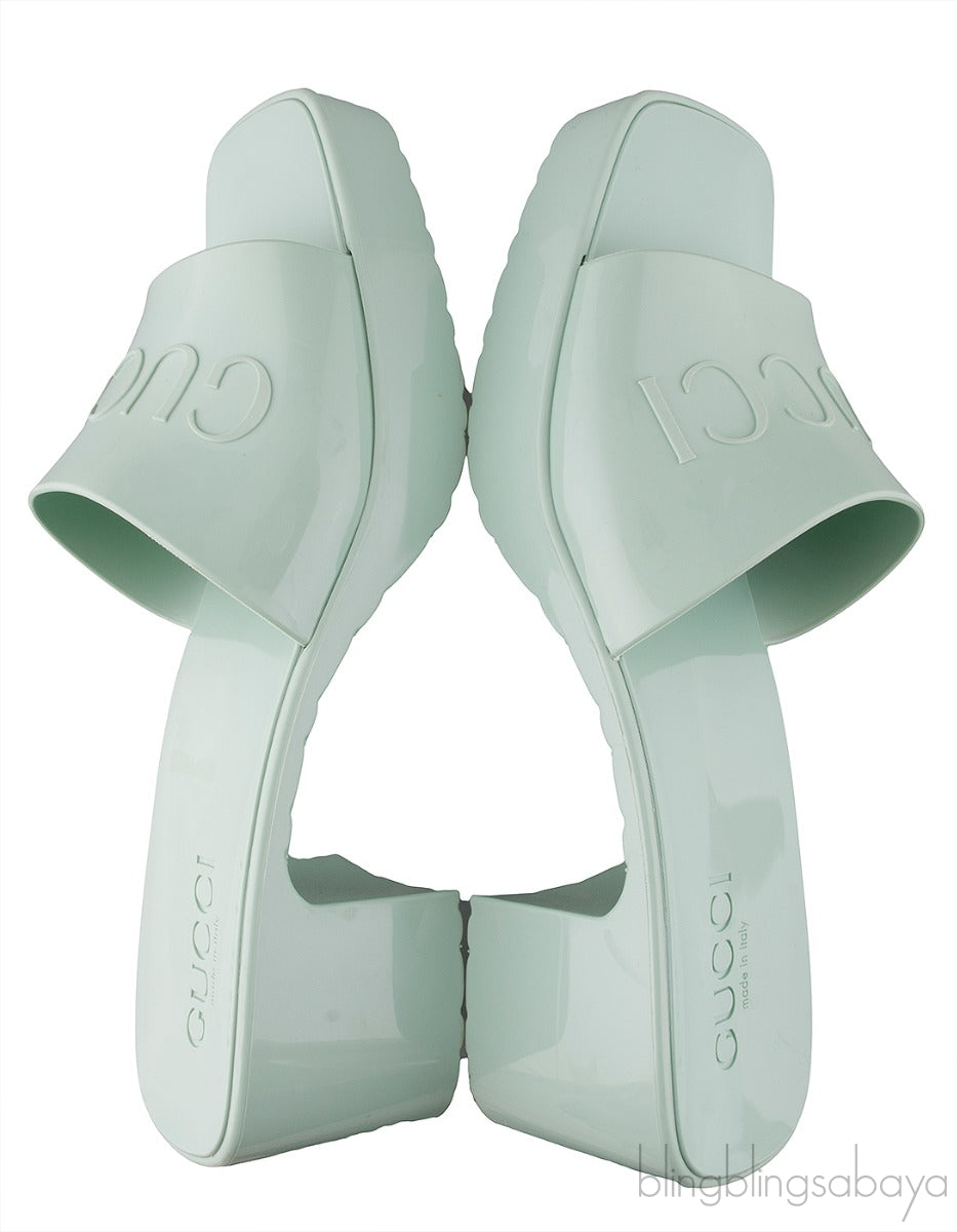Pastel Green Rubber Slide Sandals