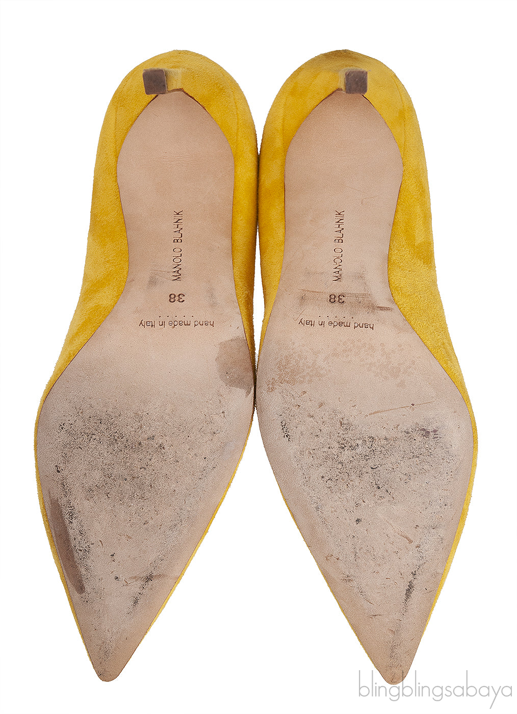 Yellow Suede Pointed Toe Heels