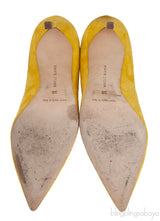 Yellow Suede Pointed Toe Heels