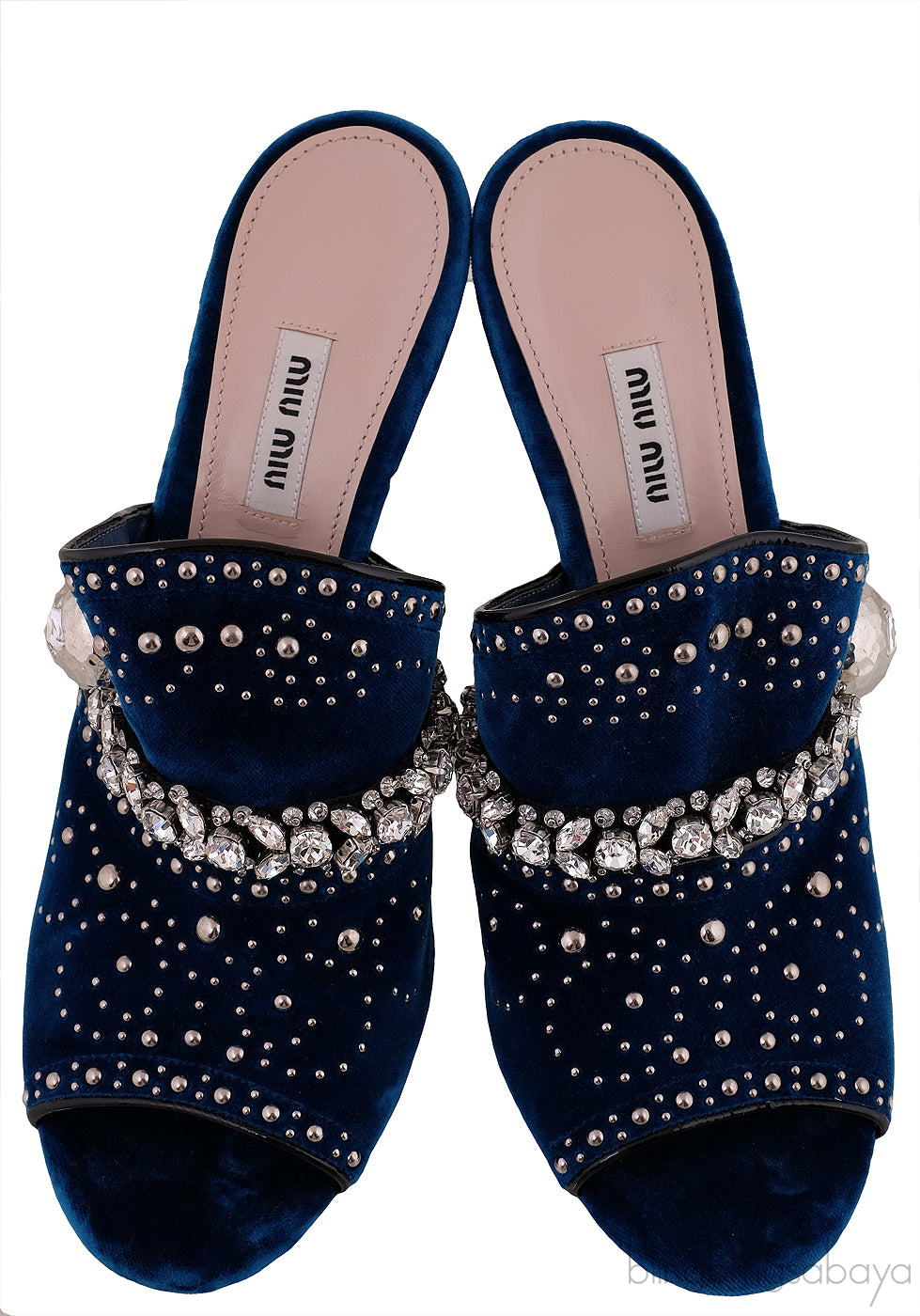 Blue Velvet Crystal Sandals