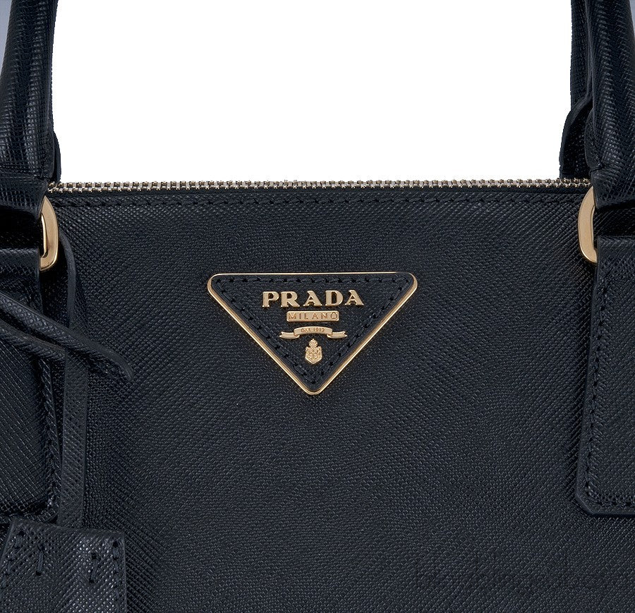 Black Saffiano Double Zip Large Tote