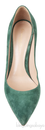 Emerald Suede Pointed Toe Heels
