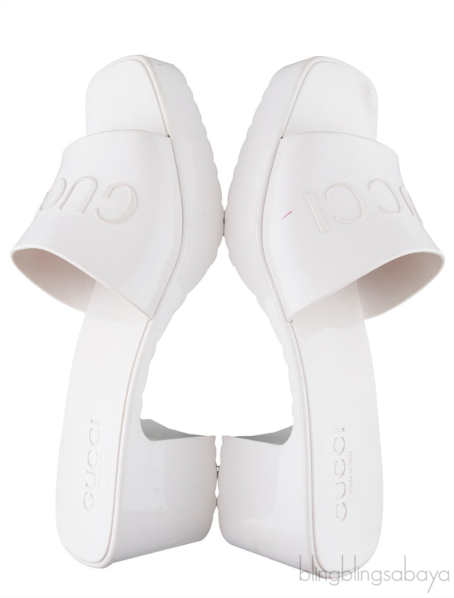 White Rubber Slide Sandals