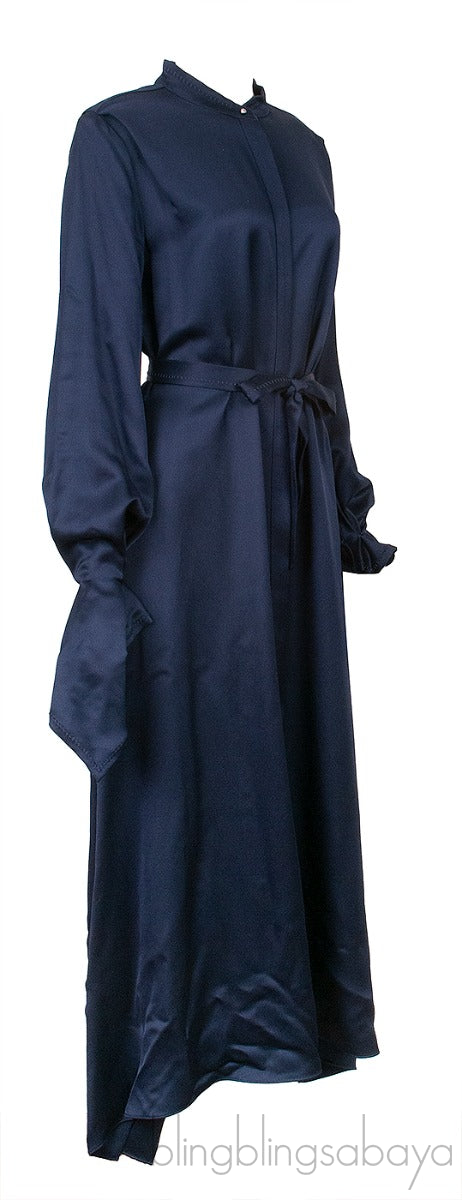 Navy Blue Asymmetric Cuff Dress