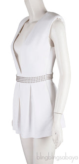 Phillip Plein White Beaded Playsuit