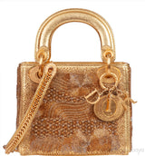 Lady Dior Mini Gold Bead Embellished Bag