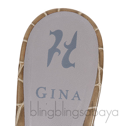 Moss Green Croc Embossed Crystal Heeled Sandals