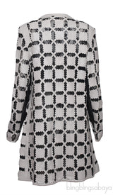Akhesa Light Grey & Black Mesh Leather Coat