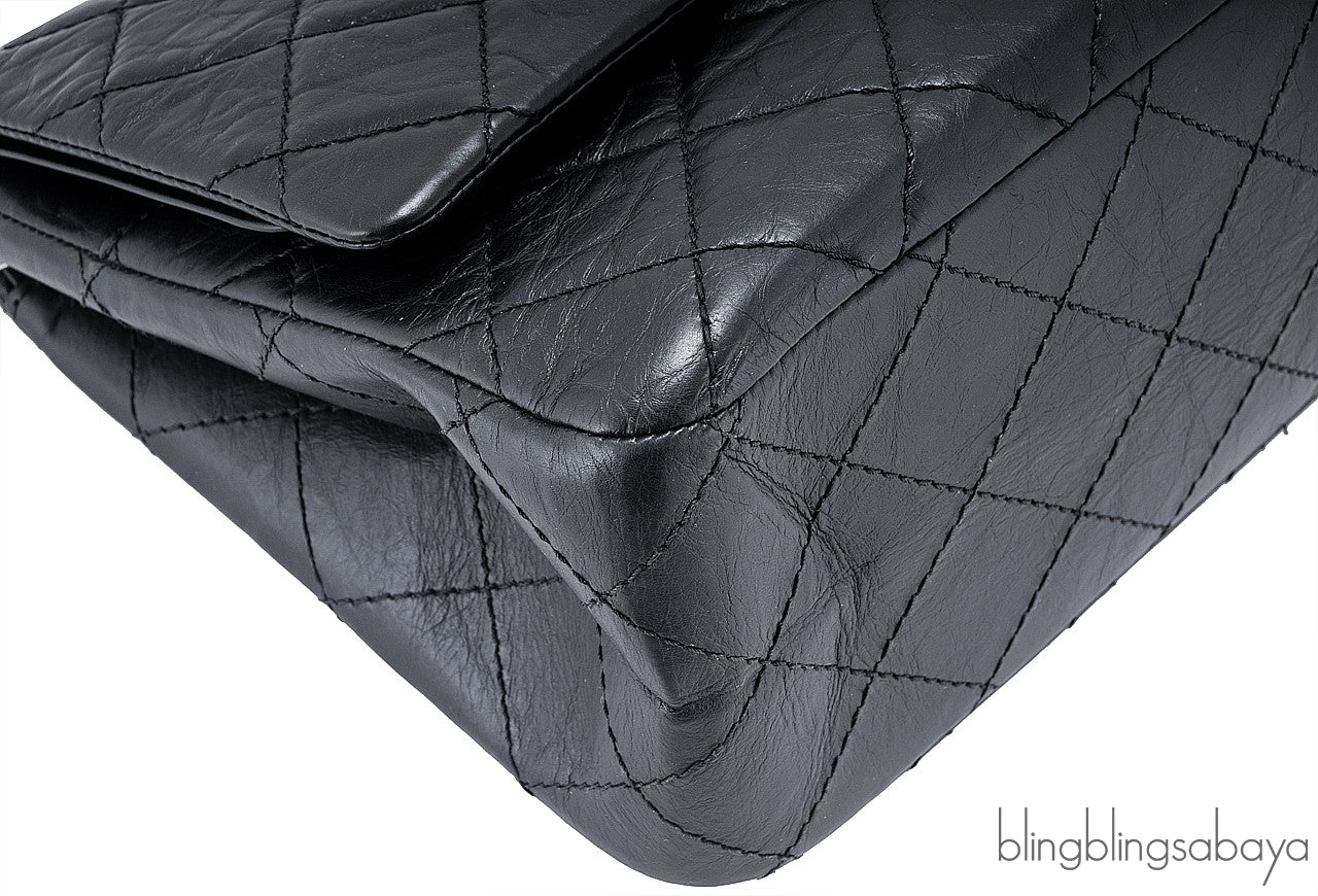 2.55 Reissue Black Distressed Leather