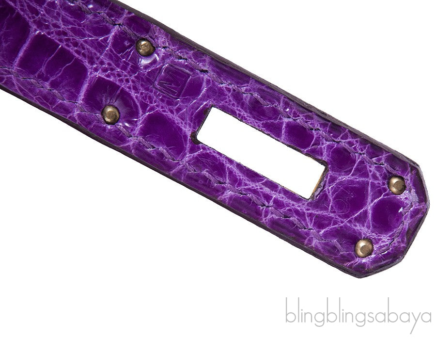 Birkin 35 Purple Crocodile GHW