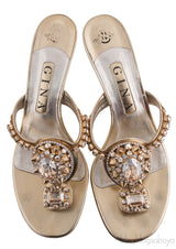 Gold Crystal Embellished Sandals
