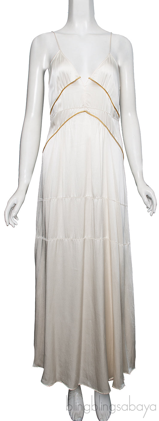 Beige Silk Satin SL Camisole Dress