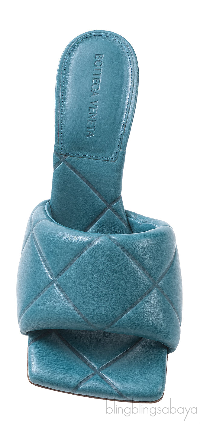 Bottega Veneta Blue Green Rubber Lido Mules 38