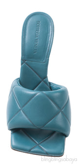 Bottega Veneta Blue Green Rubber Lido Mules 38