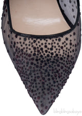 Follies Velvet-Dotted Mesh Pumps
