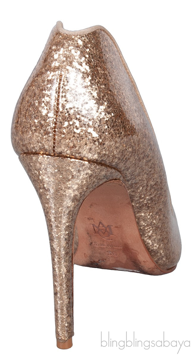ALEXANDER MCQUEEN Gold Glitter Heart Pumps