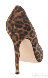 Leopard Print Suede Pointed Toe Heels