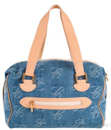 Chopard Blue Denim Distressed Logo Shoulder Bag