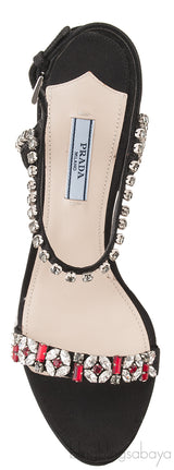 Jewel Embellished Black Sandals