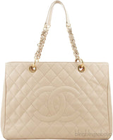 Beige Caviar Shopping Tote