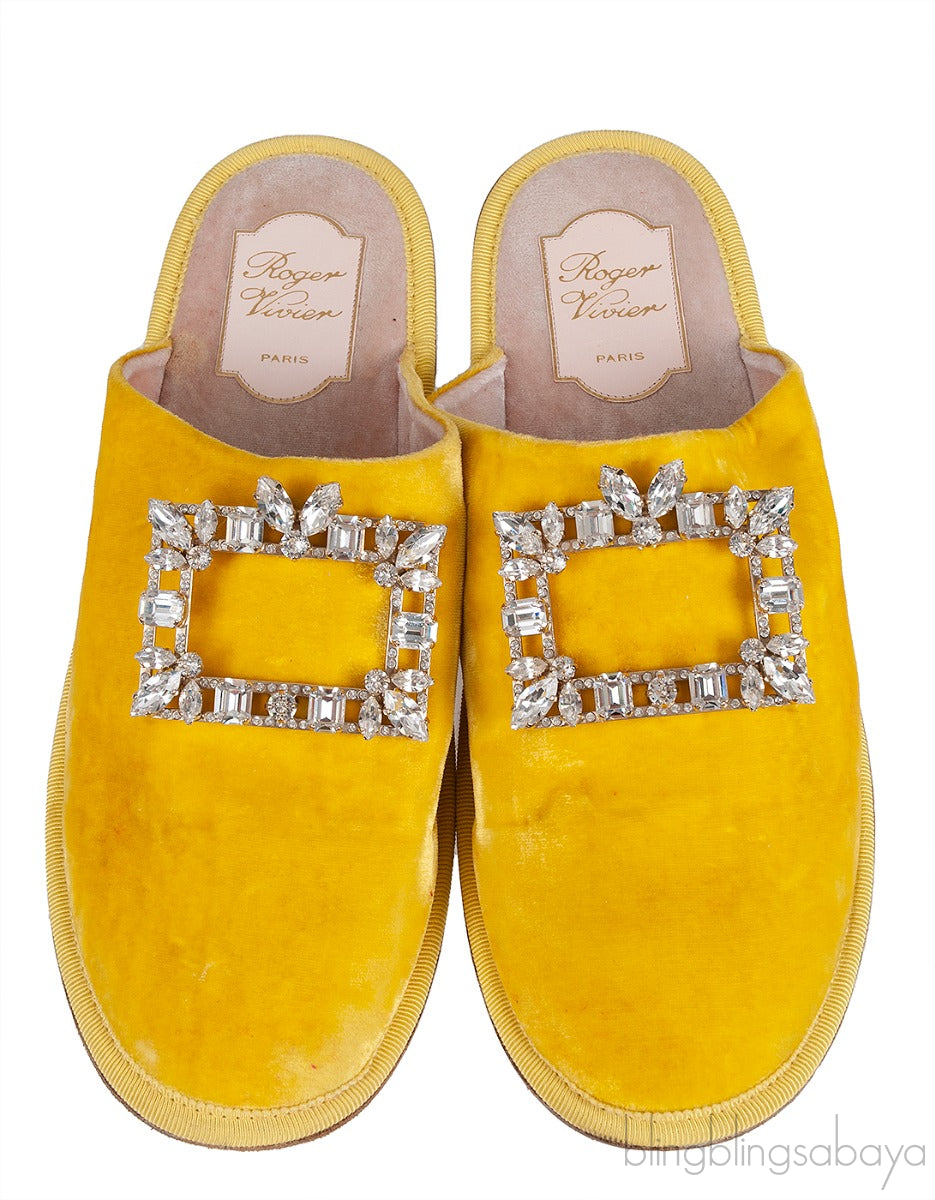 Hotel Vivier Strass Velvet Slippers