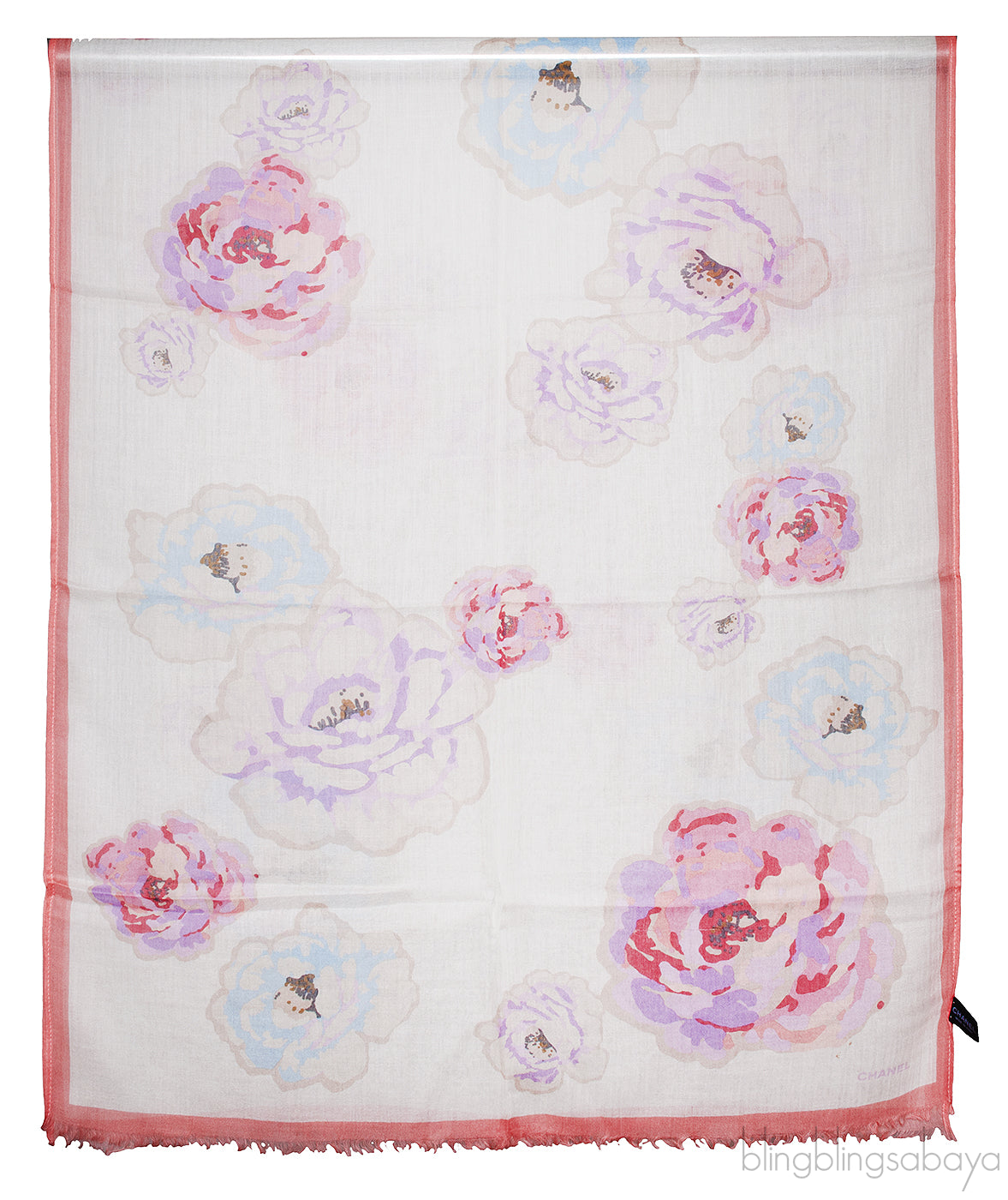 Printed Camellia Off-white Stole