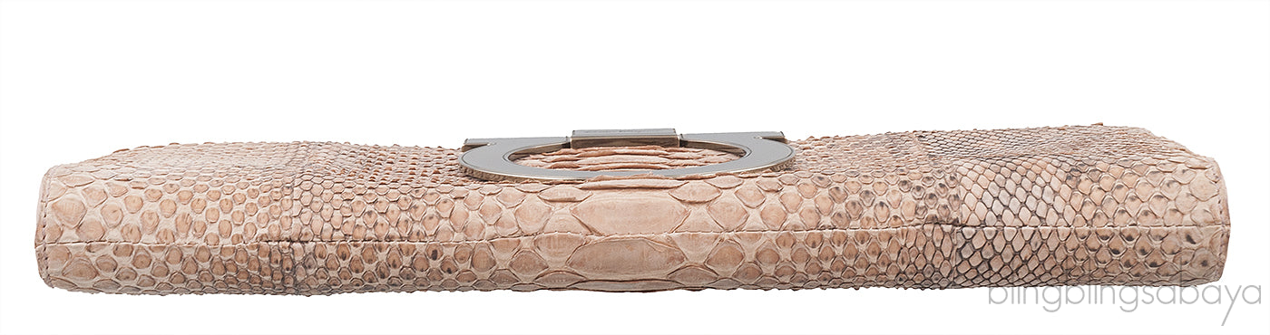 Brown Python Long Clutch