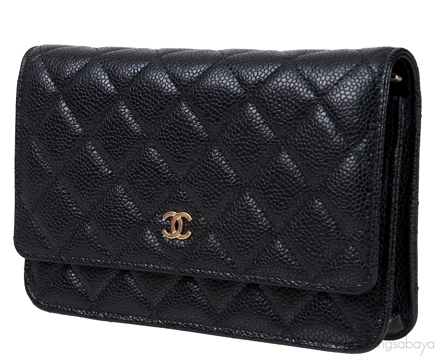 Black Quilted Caviar WOC Wallet on Chain