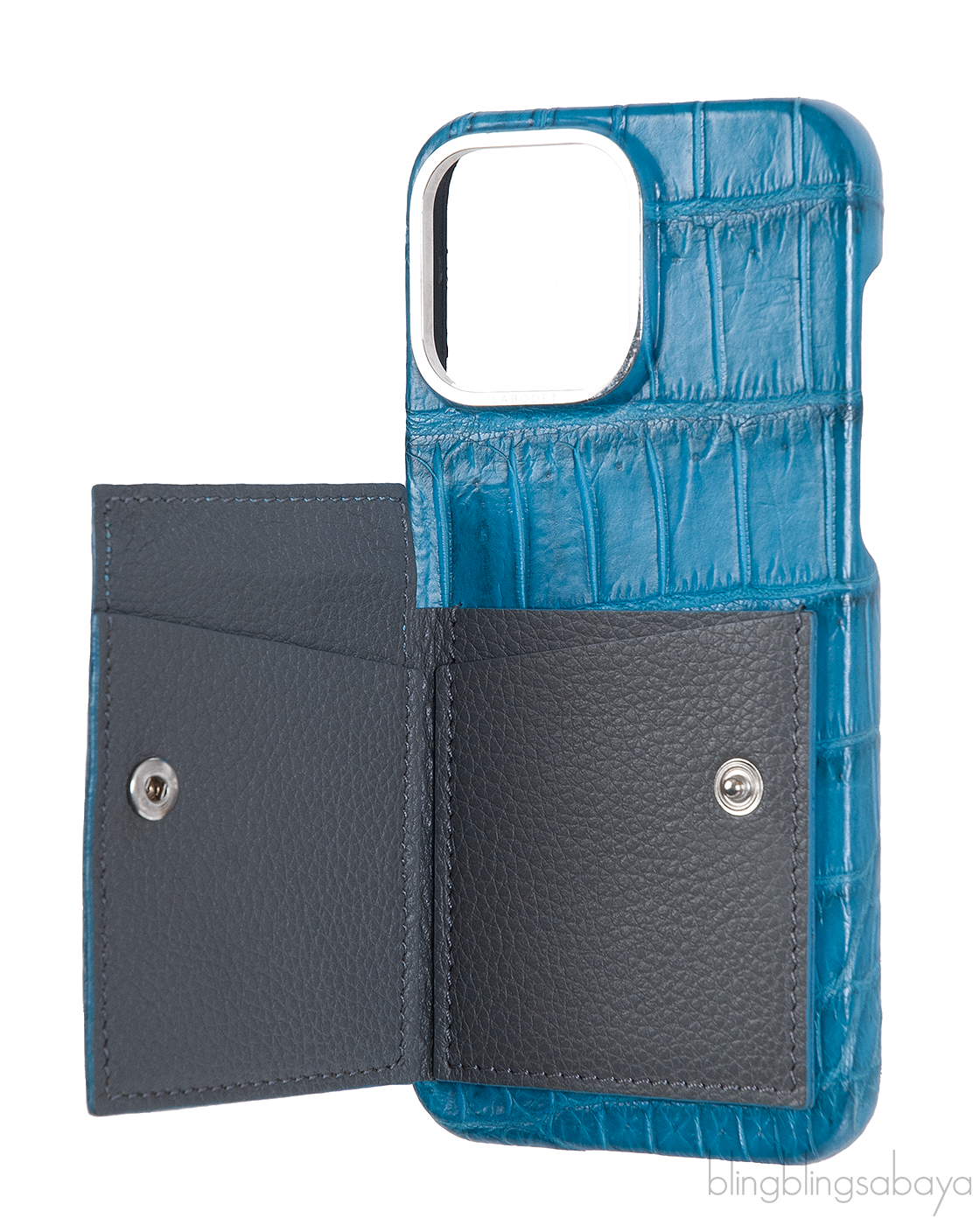 Card Holder Blue Crocodile iPhone 15 Pro Max Case