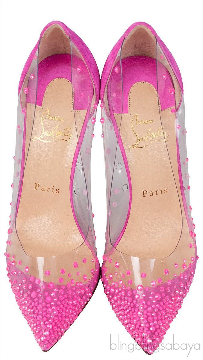 Pink PVC Crystal Heels