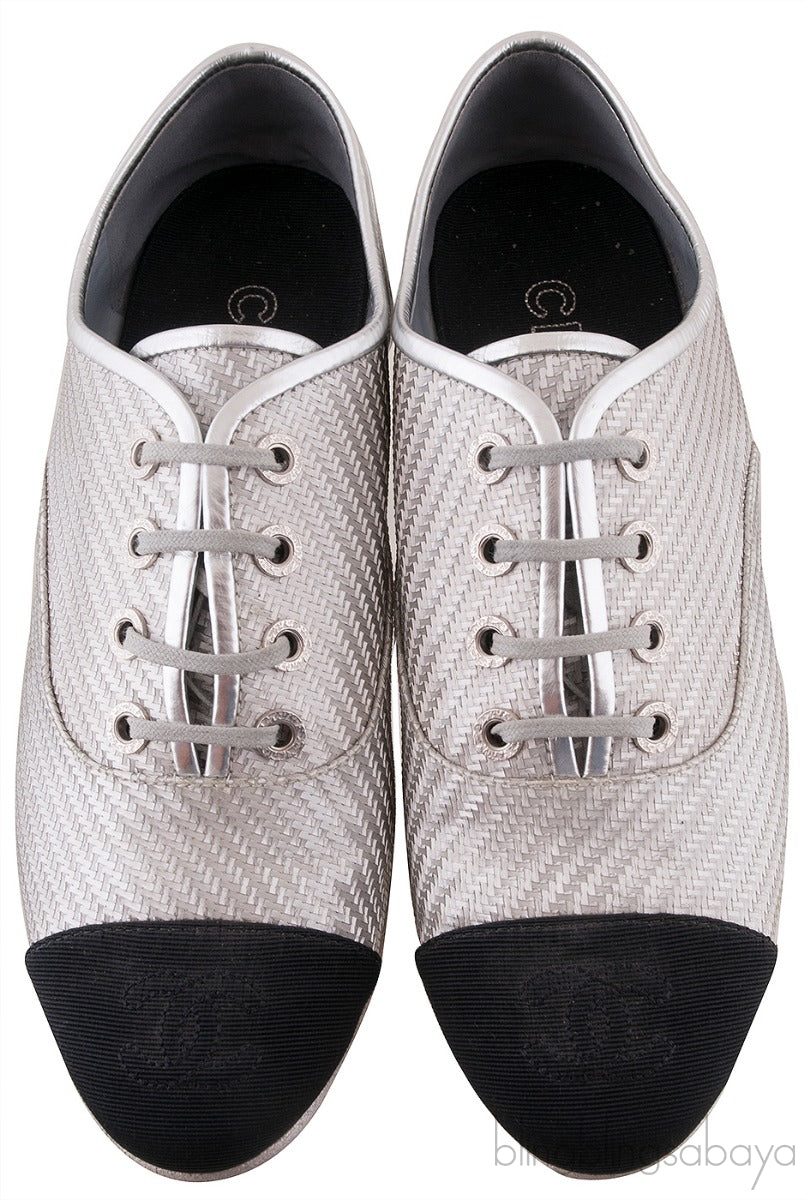 CC Silver Lace Up Cap Toe Shoes